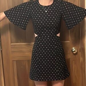 Black and pink Ruffled Mini Dress with Cut Out Details